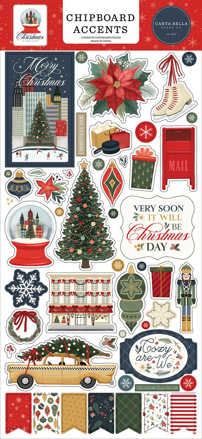 Christmas In The City Chipboard Accents - Carta Bella