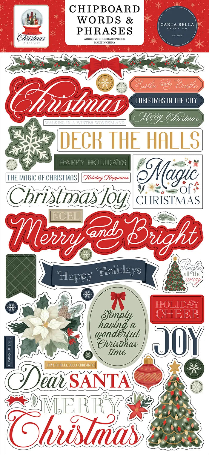 Christmas In The City Chipboard Words & Phrases - Carta Bella