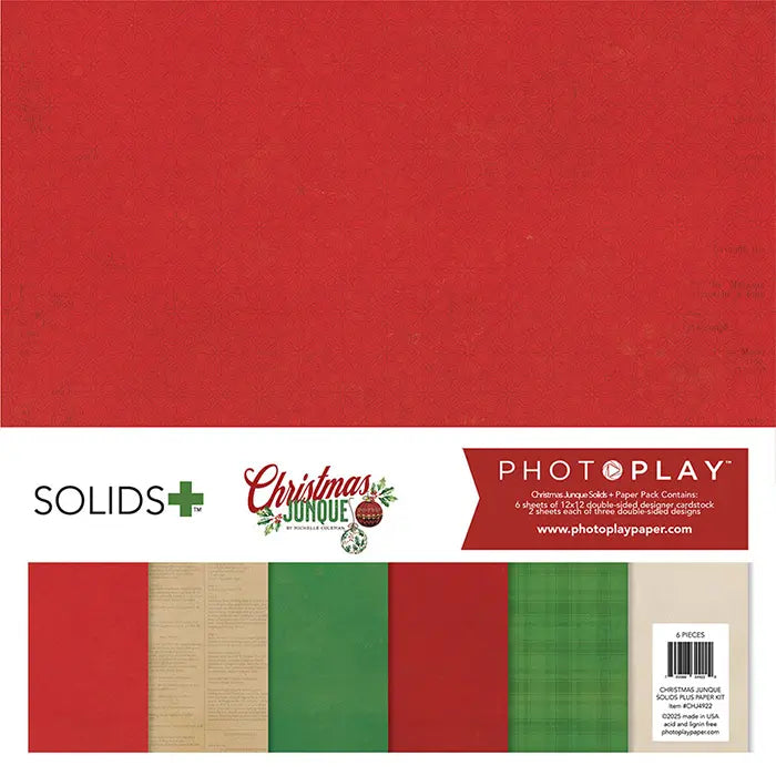 Christmas Junque Solids Paper Pack, 12"x 12" - PhotoPlay