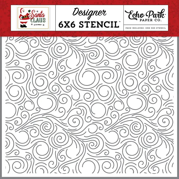 Christmas Storm Swirls Stencil - Santa Claus - Echo Park