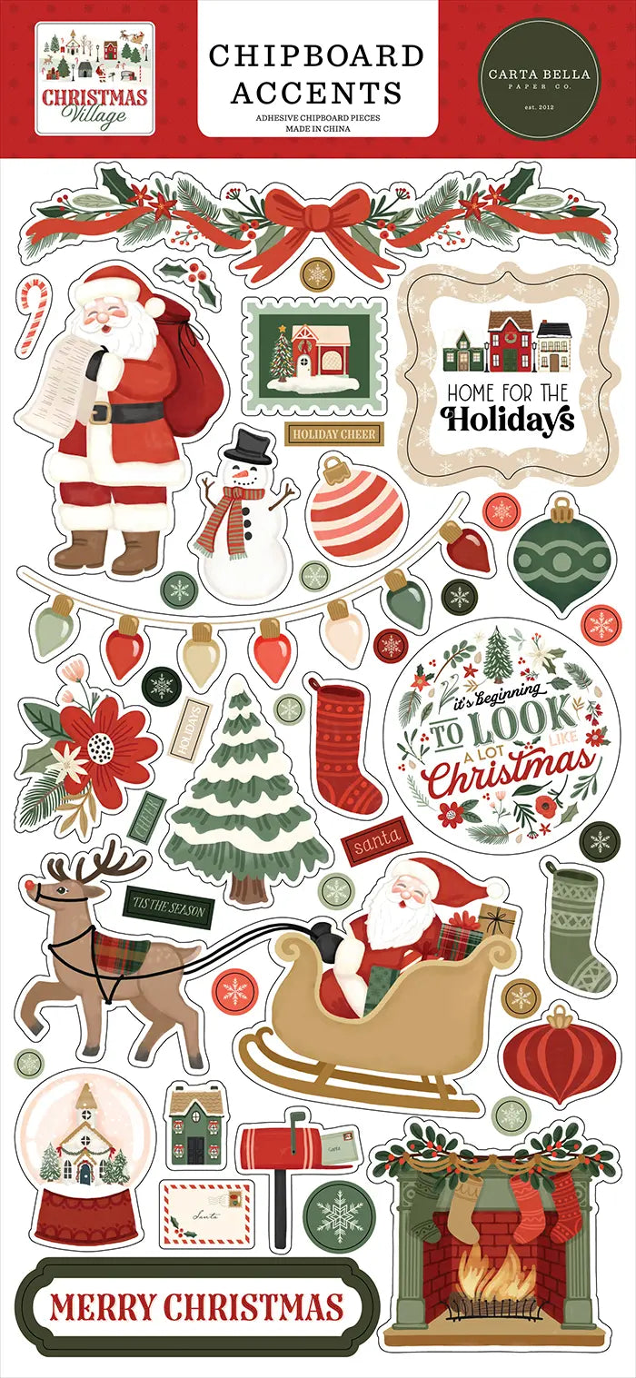Christmas Village Chipboard Accents - Carta Bella