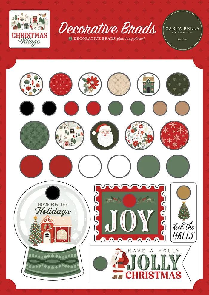 Christmas Village Decorative Brads - Carta Bella