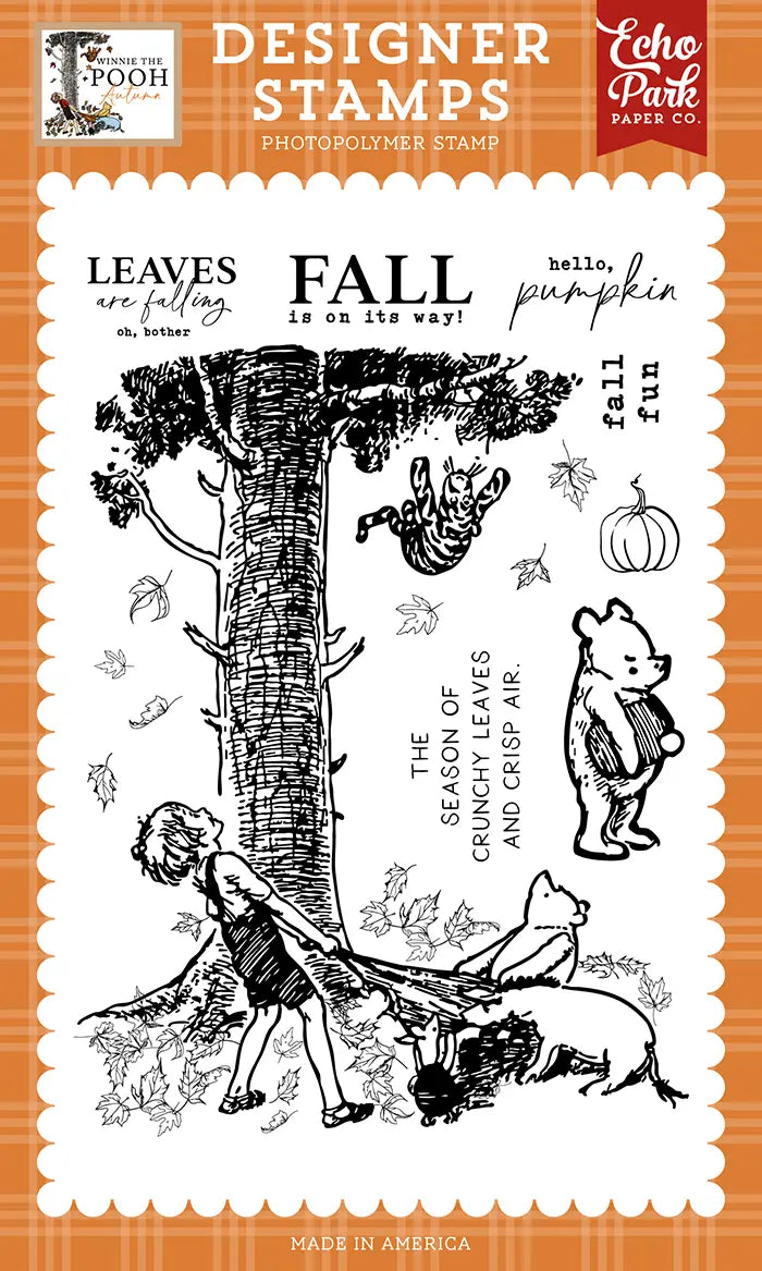 Crunchy Leaves and Crisp Air Stamp Set - Winnie The Pooh Autumn - Echo Park