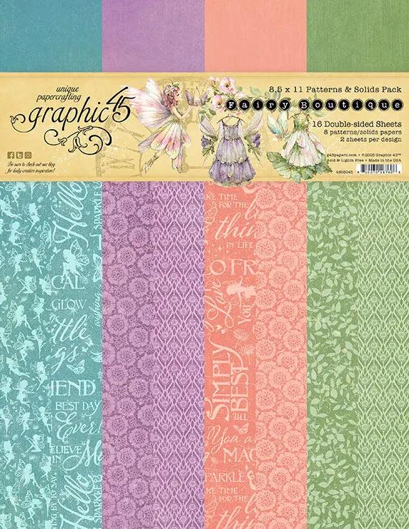 Fairy Boutique Patterns & Solids Paper Pack, 8.5" x 11" - Graphic 45