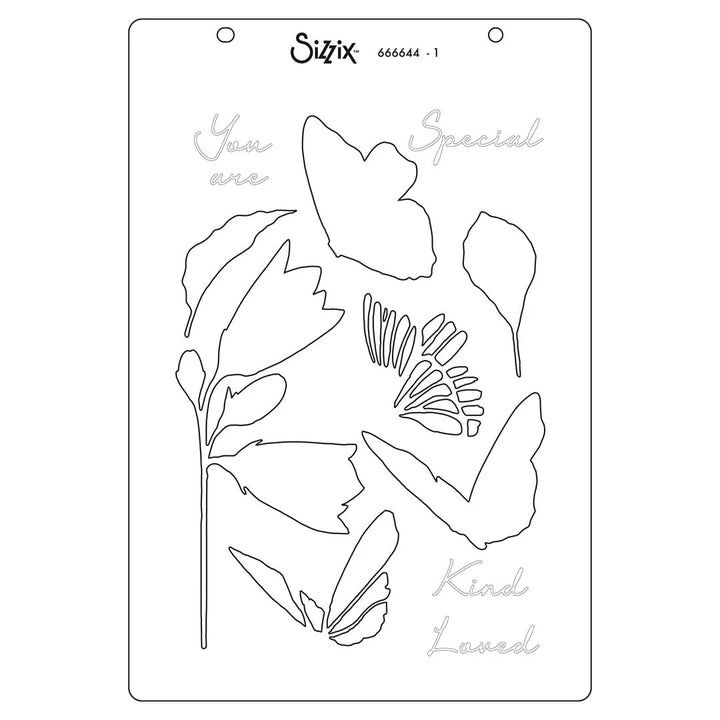 Farfallina A5 Stamps w/Stencil (Cosmopolitan Series) by Stacey Park - Sizzix