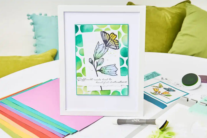 Farfallina A5 Stamps w/Stencil (Cosmopolitan Series) by Stacey Park - Sizzix