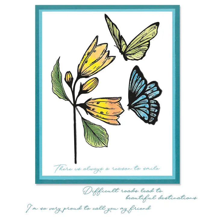 Farfallina A5 Stamps w/Stencil (Cosmopolitan Series) by Stacey Park - Sizzix