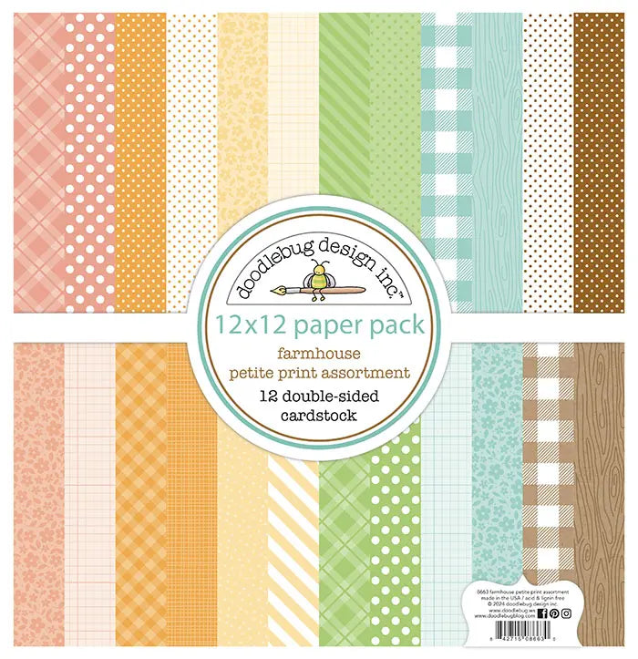 Farmhouse Petite Prints 12" x 12" Paper Pack - Doodlebug