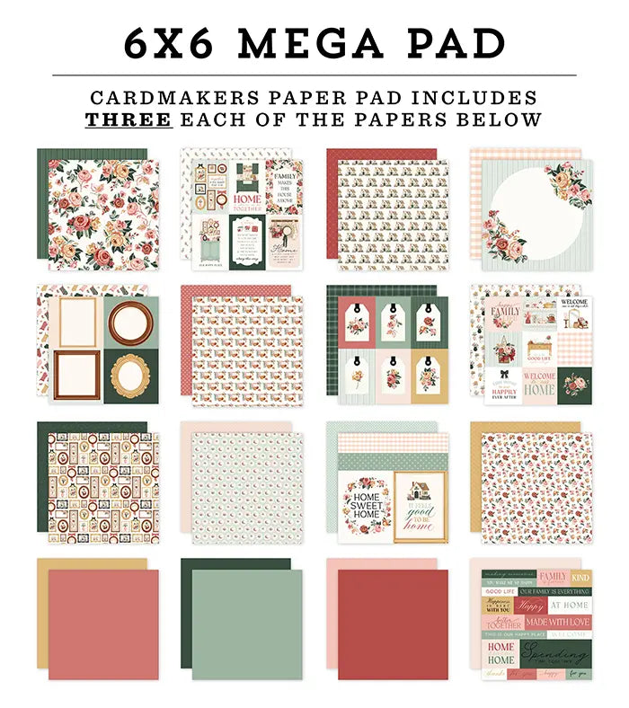 Feels Like Home Cardmakers Mega Cardstock Pad, 6" x 6" - Carta Bella