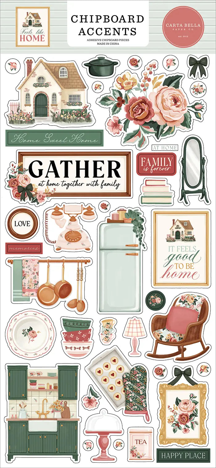 Feels Like Home Chipboard Accents - Carta Bella