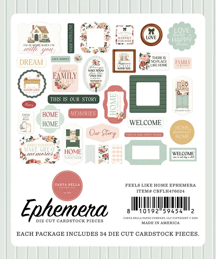 Feels Like Home Ephemera Die Cuts - Carta Bella