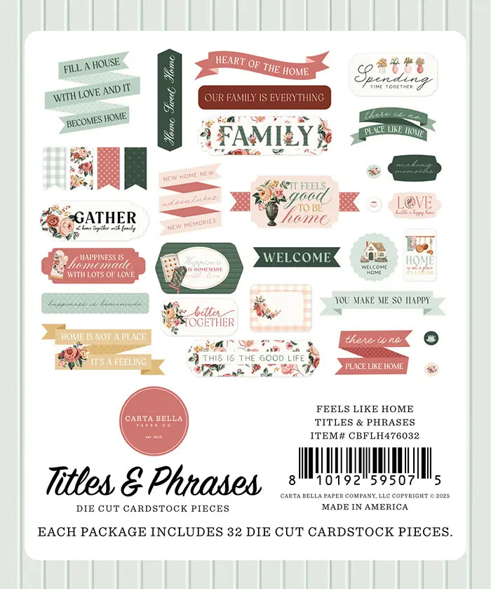 Feels Like Home Titles & Phrases - Carta Bella