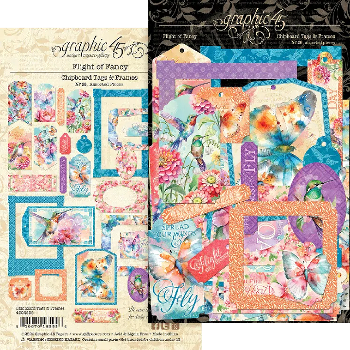 Flight of Fancy Chipboard Tags & Frames - Graphic 45