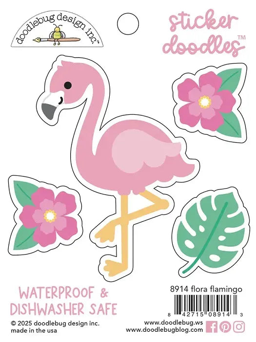 Flora Flamingo Sticker Doodles - Summer Fun - Doodlebug