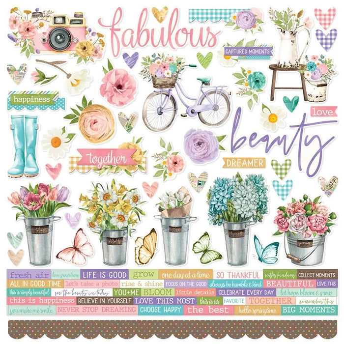 Flower Shoppe Cardstock Stickers - Simple Vintage - Simple Stories