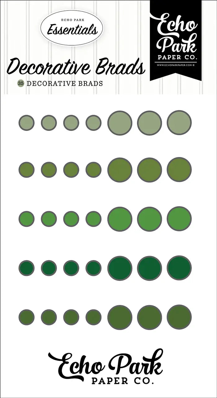 Green Decorative Brads - Essentials - Echo Park
