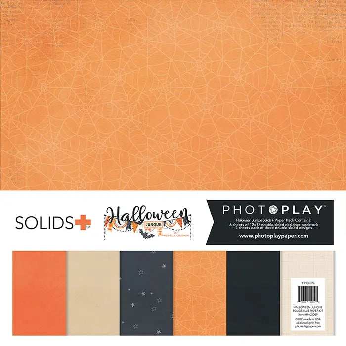 Halloween Junque Solids Paper Pack, 12"x 12" - PhotoPlay