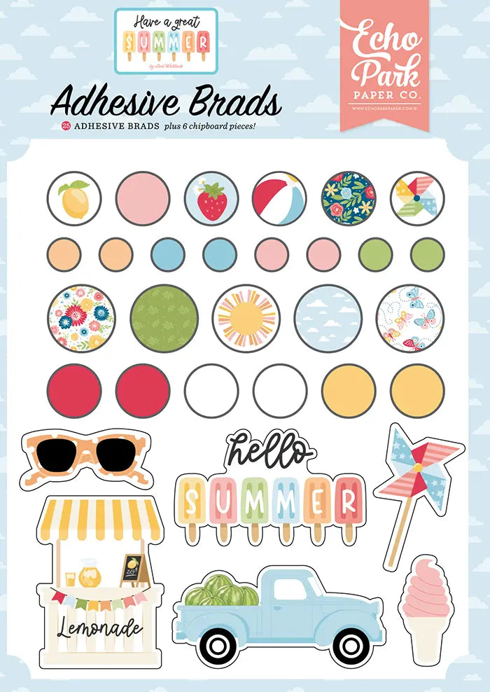 Have A Great Summer Adhesive Brads - Echo Park