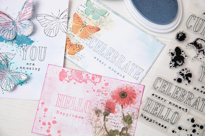 Hello You Sentiments Clear Stamps Set 13PK by 49 and Market - Sizzix