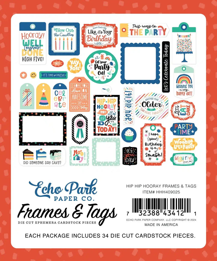 Hip Hip Hooray Frames & Tags - Echo Park
