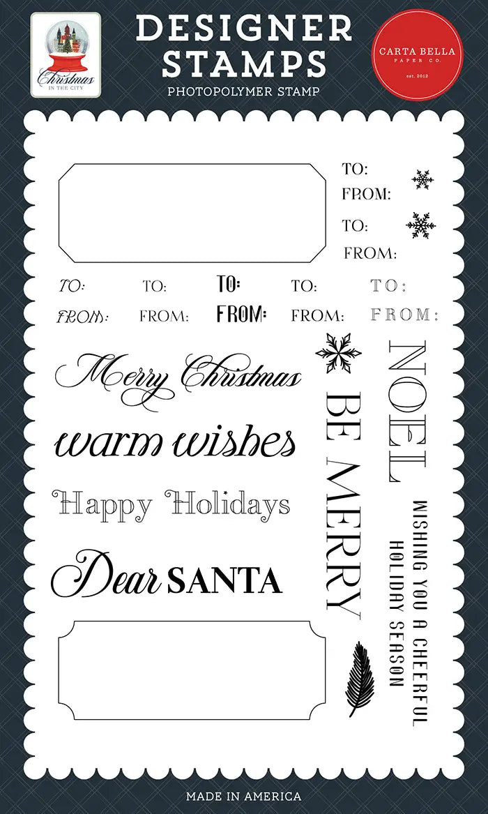 Holiday Tag Template Stamp Set - Christmas In The City - Carta Bella