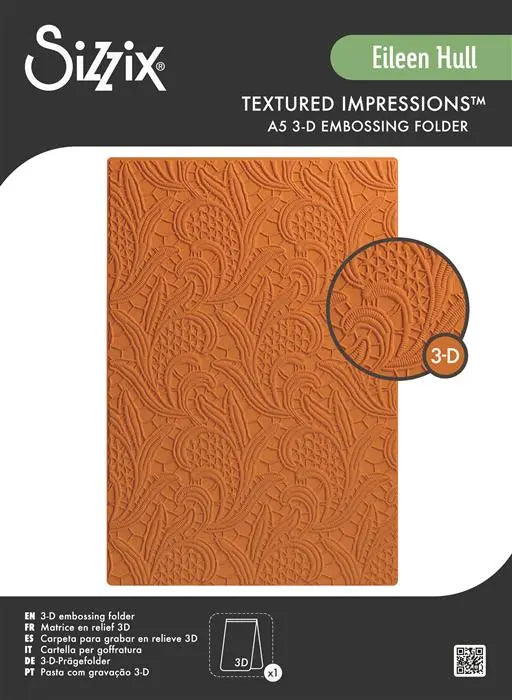 Lacy Leaves 3D Textured Impressions A5 Embossing Folder - Eileen Hull - Sizzix