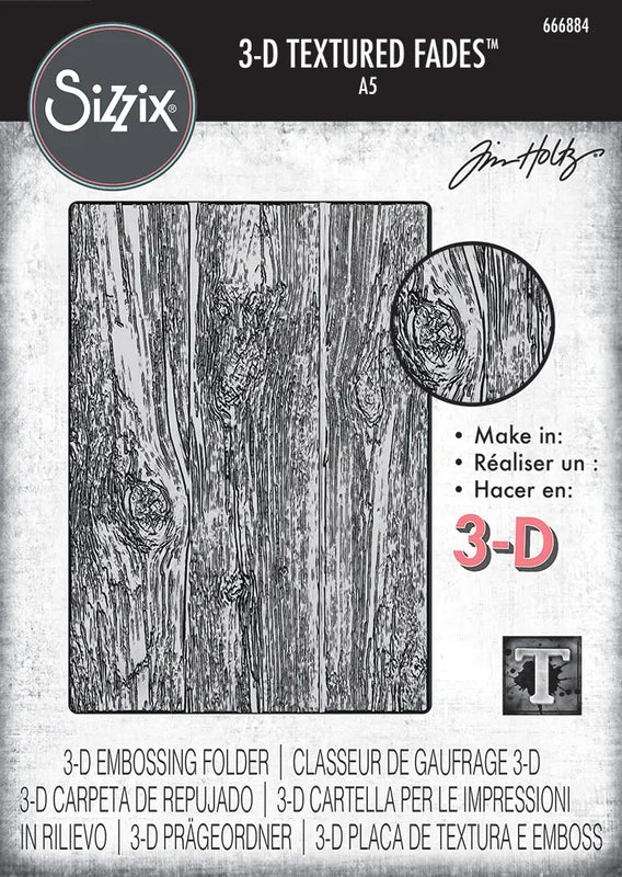 Lumber 3-D Texture Fades Embossing Folder  Large/A5 by Tim Holtz - Sizzix