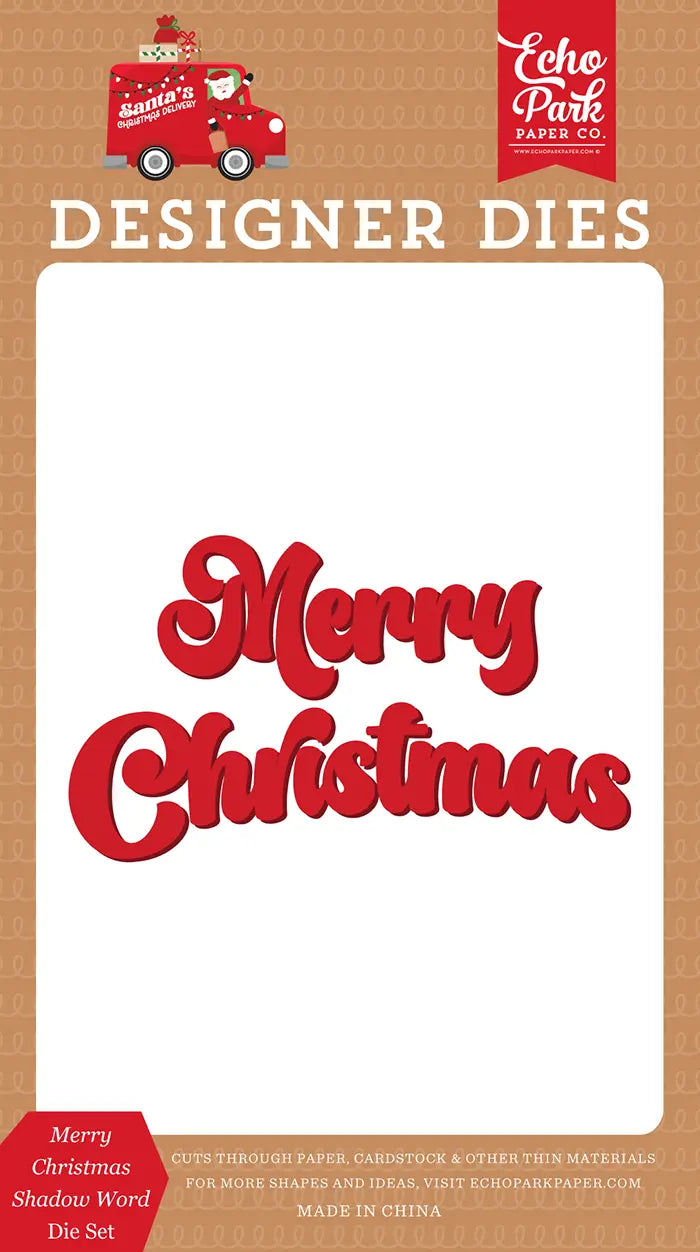 Merry Christmas Shadow Word Die Set - Santa's Christmas Delivery - Echo Park