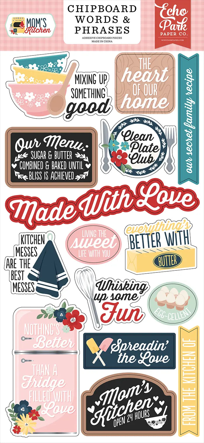 Mom's Kitchen Chipboard Words & Phrases - Echo Park