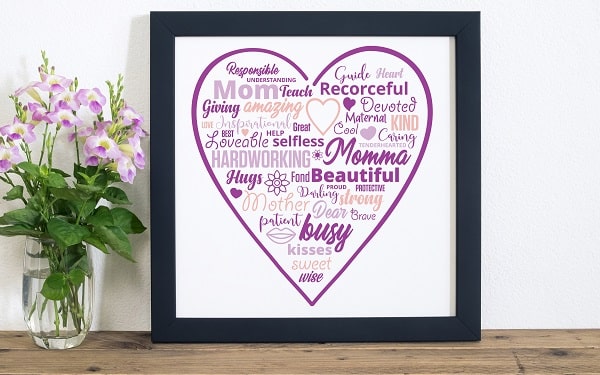 Mother's Day Word Cloud SVG Image File Download