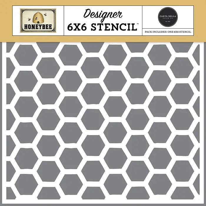 Our Hive Hexagons Stencil - Honey Bee - Carta Bella