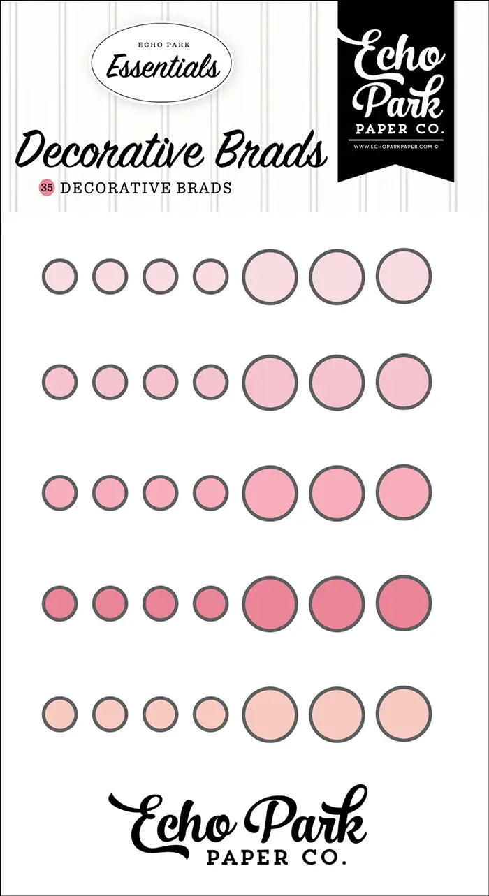 Pink Decorative Brads - Essentials - Echo Park
