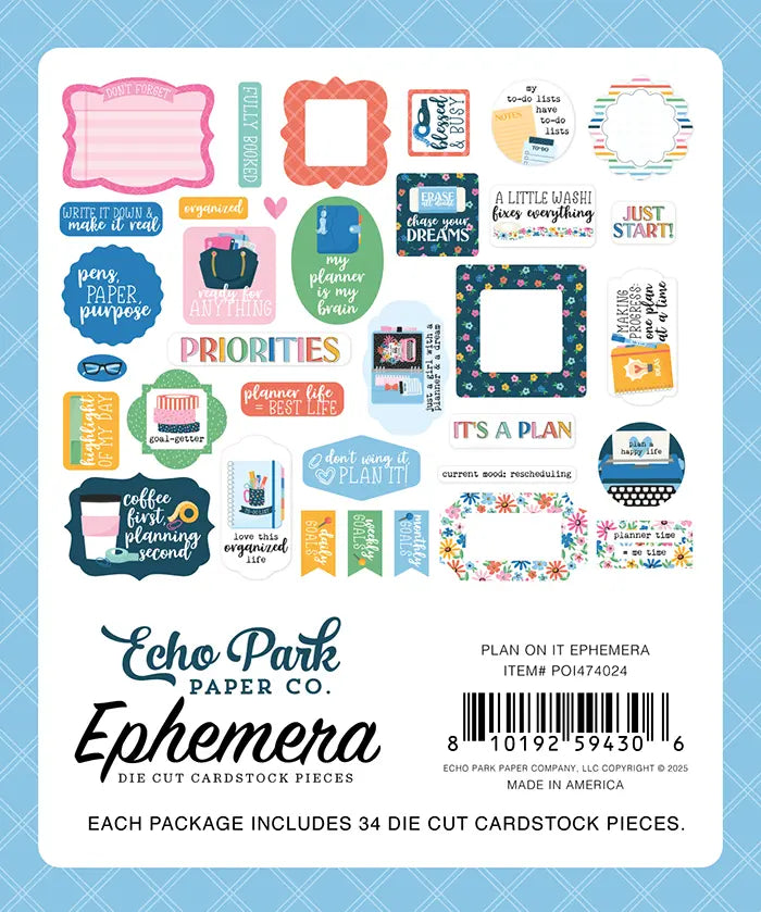 Plan On It Ephemera Die Cuts - Echo Park