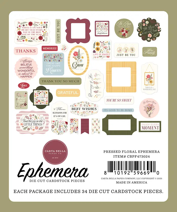 Pressed Floral Ephemera Die Cuts - Carta Bella