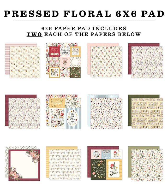 Pressed Floral Paper Pad, 6" x 6" - Carta Bella