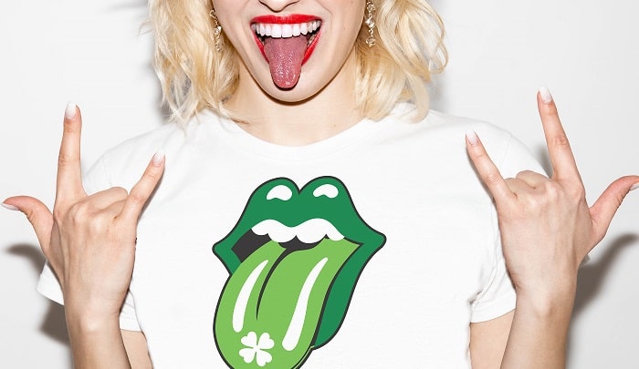 Rolling Stones Mouth SVG Image File Download for St. Patrick's Day