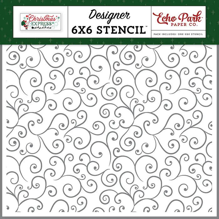 Santa Claus Swirls Stencil - Christmas Express - Echo Park