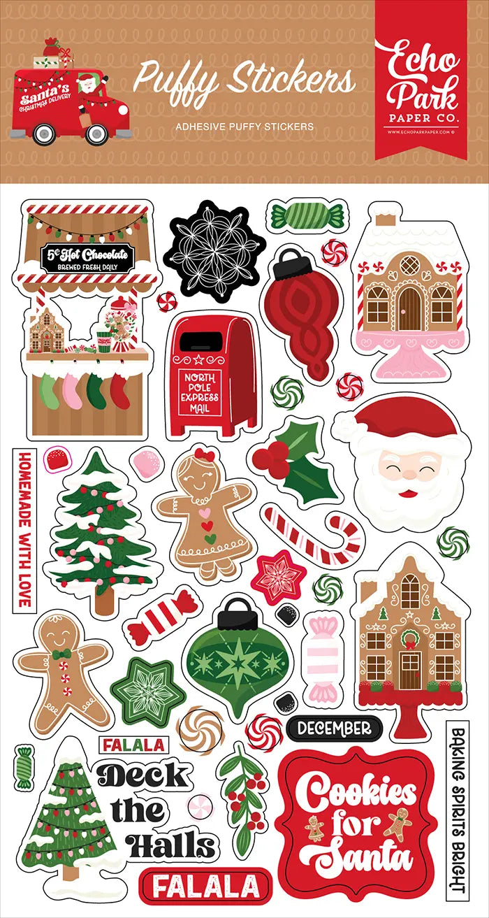 Santa's Christmas Delivery Puffy Stickers - Echo Park