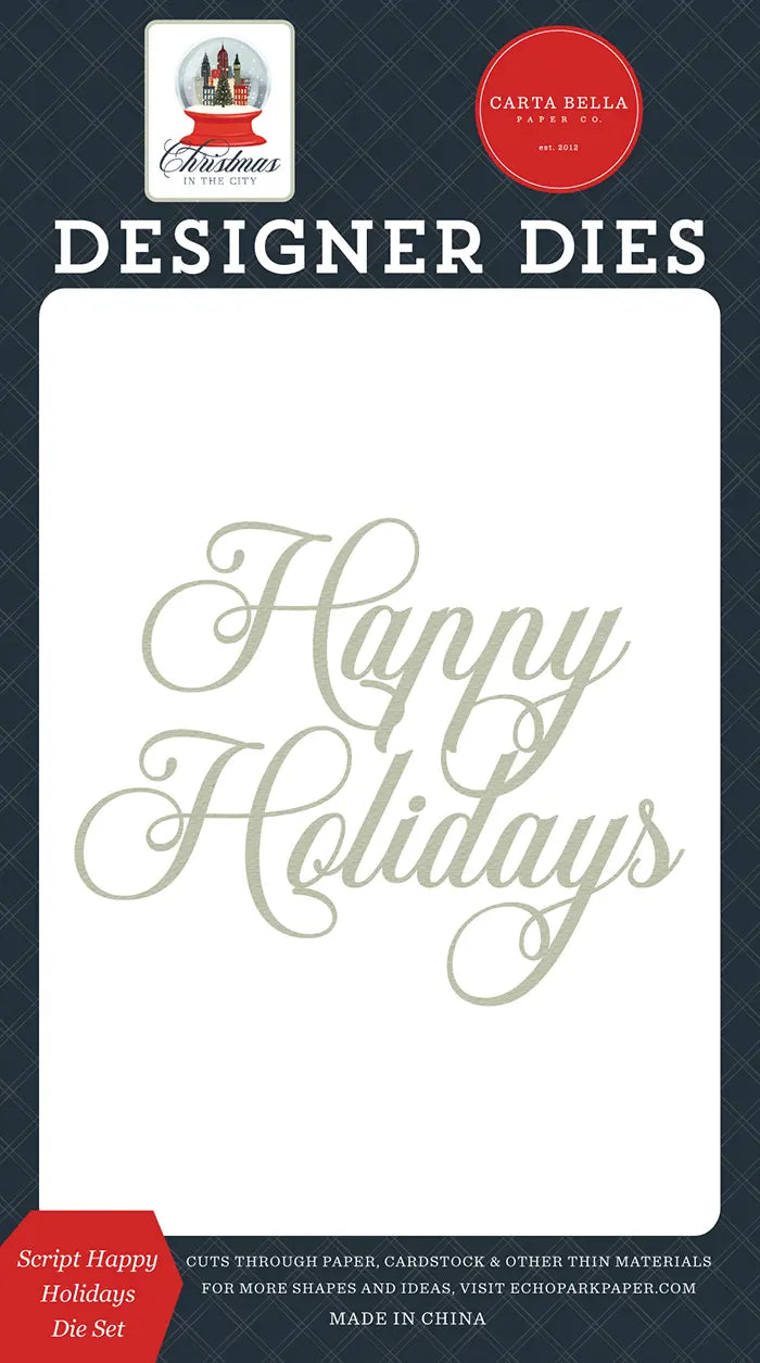 Script Happy Holidays Die Set - Christmas In The City - Carta Bella