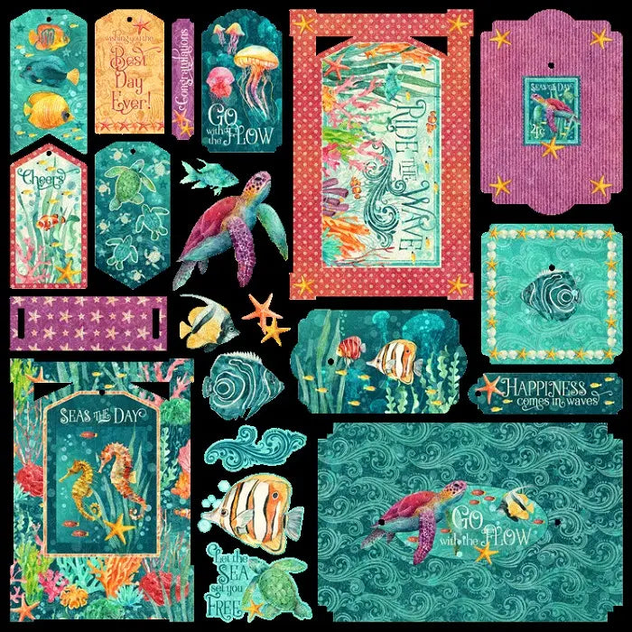 Seas the Day Chipboard Pieces Tags & Frames - Graphic 45