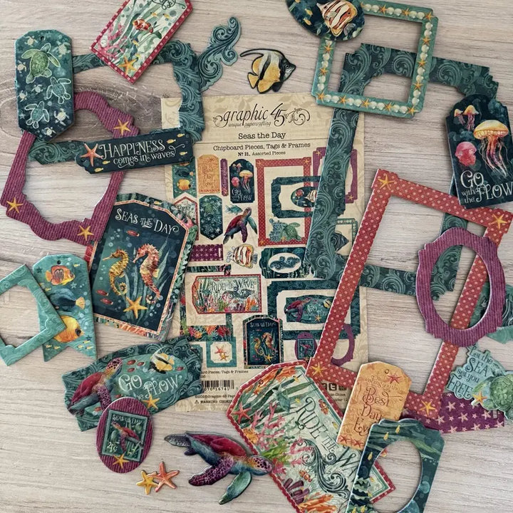 Seas the Day Chipboard Pieces Tags & Frames - Graphic 45