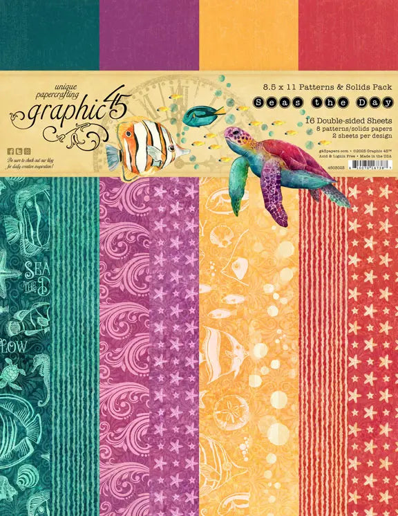 Seas the Day Patterns & Solids Paper Pack, 8.5" x 11" - Graphic 45