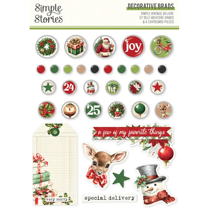 Simple Vintage Believe Decorative Brads - Simple Stories