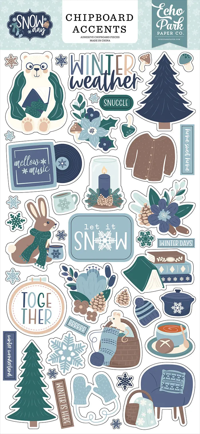 Snow Day Chipboard Accents - Echo Park