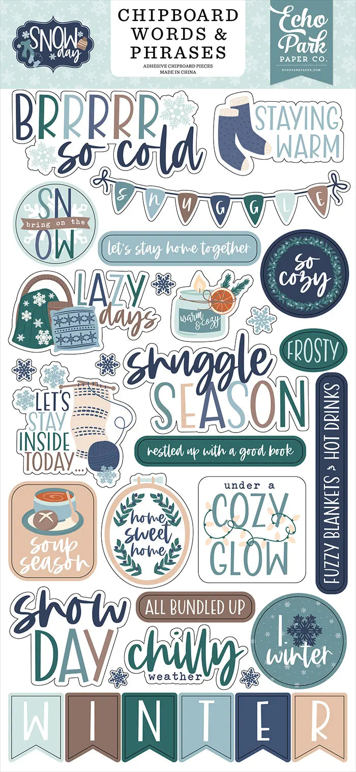 Snow Day Chipboard Words & Phrases - Echo Park