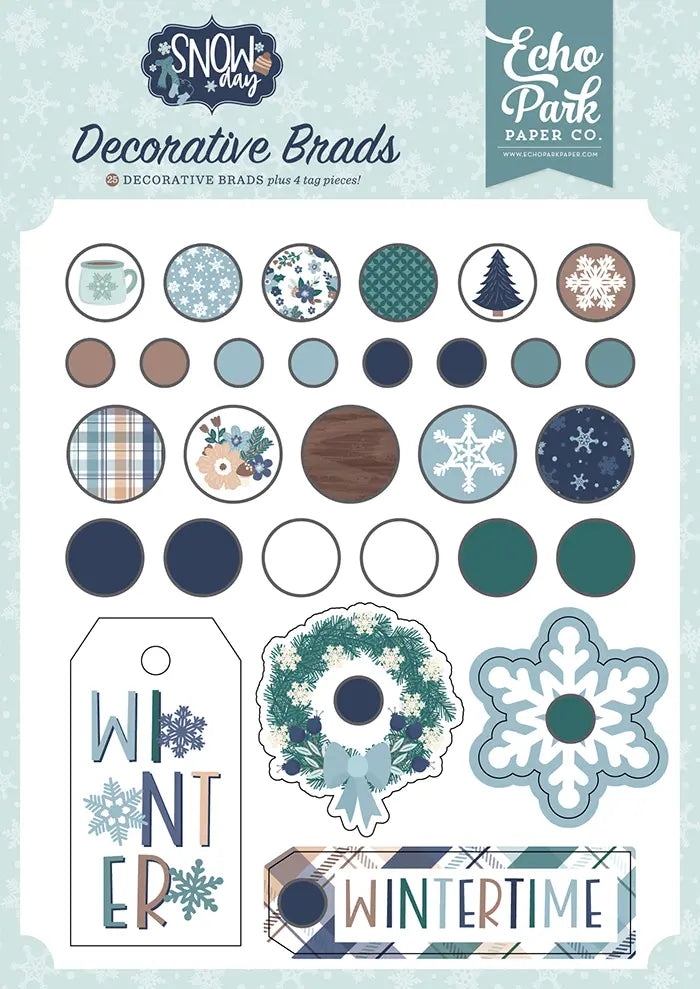 Snow Day Decorative Brads - Echo Park