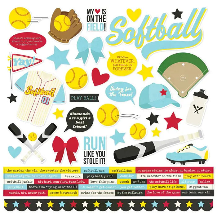 Softball Cardstock Stickers - Simple Stories