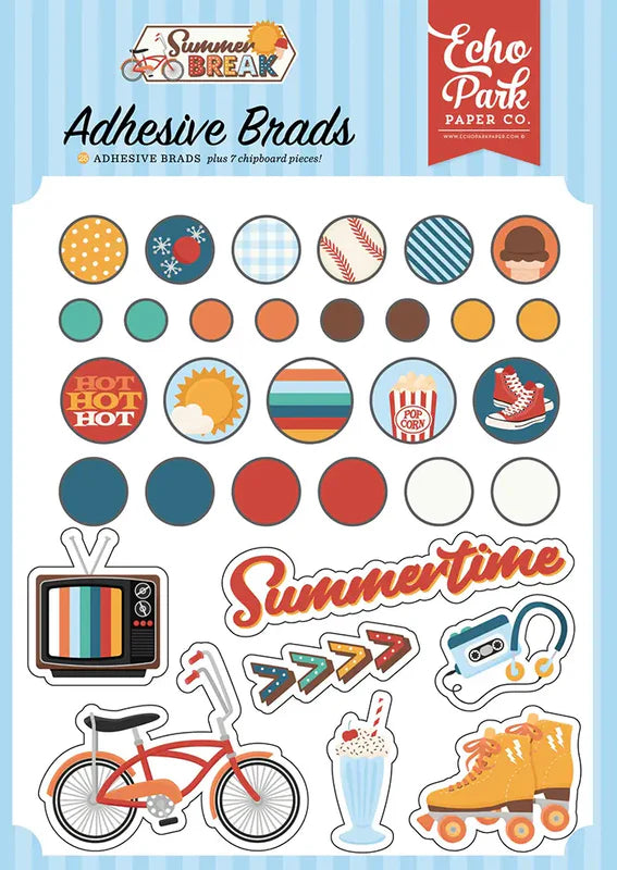 Summer Break Adhesive Brads - Echo Park