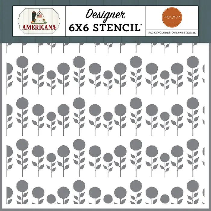 Sunflower Field Stencil - Americana - Carta Bella