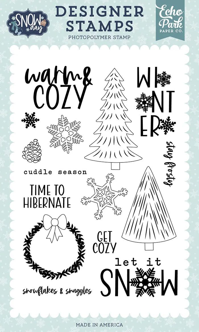 Time To Hibernate Stamp Set - Snow Day - Echo Park